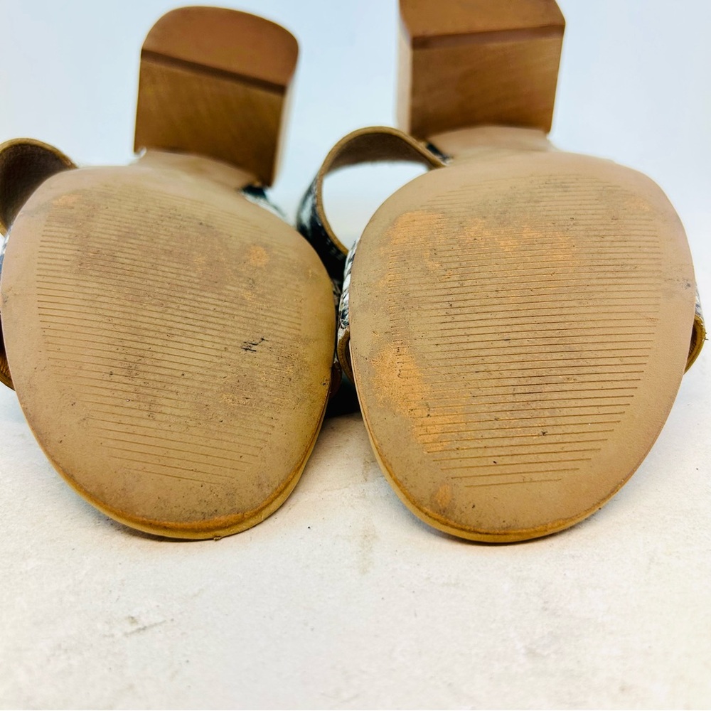 MADEWELL Gray Cream Beige Snake Embossed Leather Kiera Mule Sandals, size 8.5 - Picture 11 of 12